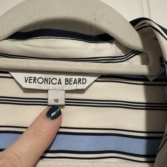 Veronica Beard Kadie Striped Silk Blend Charmeuse Mini Dress Size 10 - Picture 5 of 7